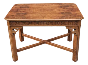 Mid 20th Century Chinese Chippendale Style Burlwood and Mahogany Side Table