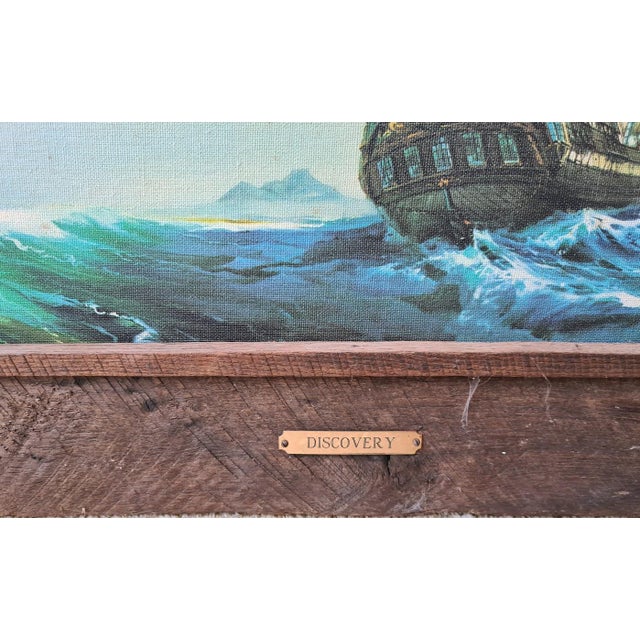 Nautical "Discovery" Tall Sailship, Oil on Board For Sale - Image 3 of 14