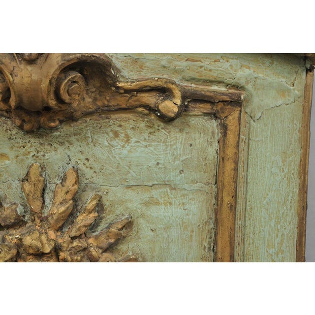 18th C French Louis XV Baroque Style Green Distress Painted Trumeau Wall Mirror For Sale - Image 10 of 18