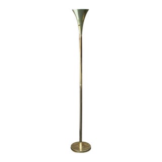Brass Torchiere Floor Lamp by Laurel For Sale