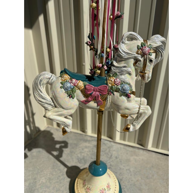Vintage 1980s Life Size Carousel Horse Art on Decorative Stand Chairish
