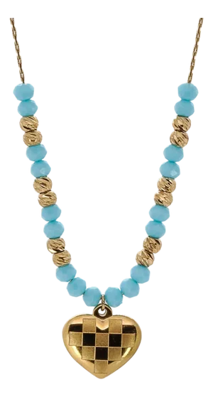 Love Heart Pendant Turquoise Color Necklace
