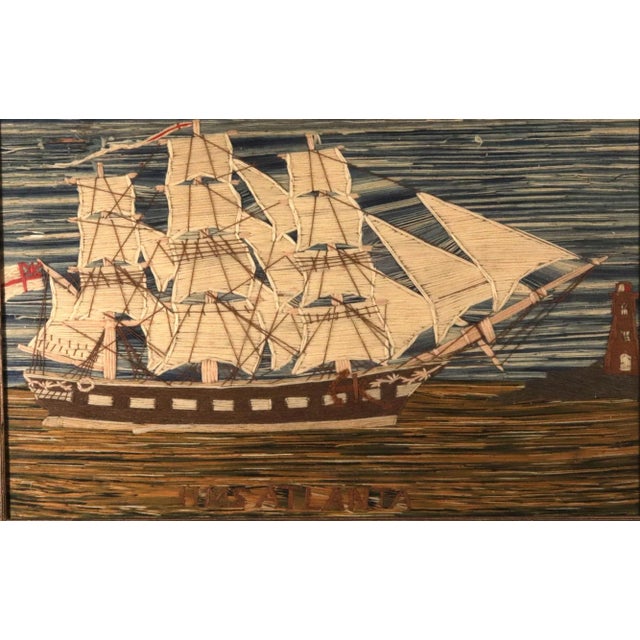 A large and genuinely historic British sailor’s woolwork of HMS Atalanta, the Royal Navy training frigate that sailed from...