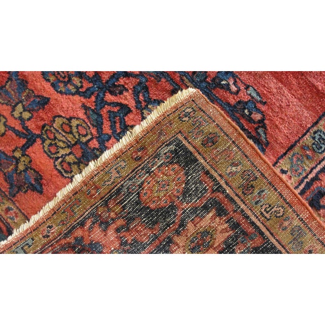 Traditional Antique Lilihan Sarouk Floral Red Rug-5' 6" X 6'3" For Sale - Image 3 of 10