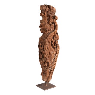Carved Wooden Bracket on Iron Stand, 1950s For Sale