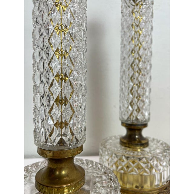 French Cut Glass or Crystal Table Lamps, 1950s, Set of 2 For Sale - Image 6 of 14