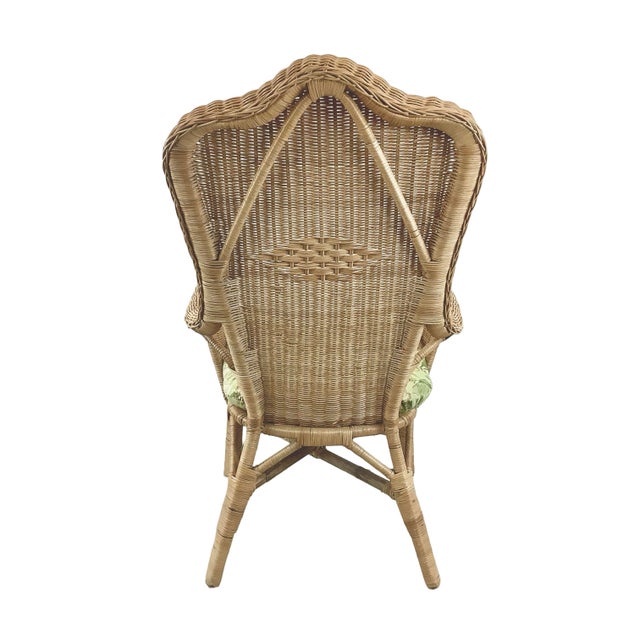 Vintage High-Back Woven Wicker & Rattan Armchair For Sale - Image 9 of 18