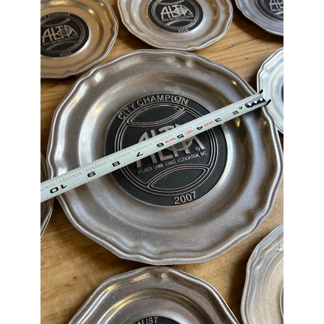 1970s Pewter Collection of Alta Tennis Plates- Set of 12 For Sale - Image 4 of 12