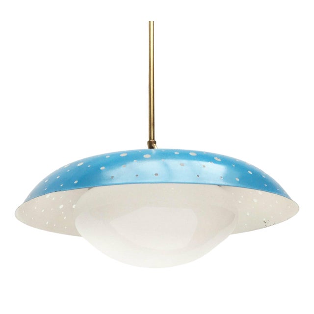 Mid-Century Perforated Metal Pendant Lamp attributed to Ernest Igl for Hillebrand Leuchten, 1960s For Sale