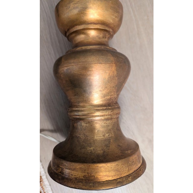 Antique French Brass Pascal Church Altar Candlestick Lamp 32" For Sale - Image 9 of 15