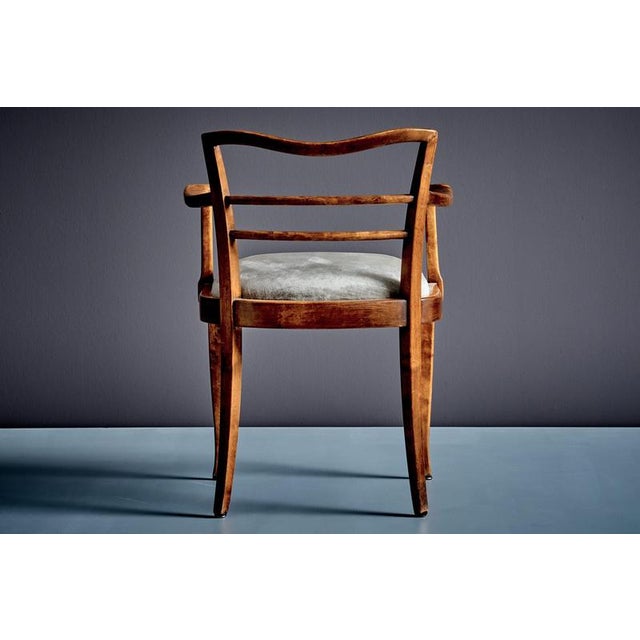 Wood Art Deco French Armchairs with Velvet Seats, France, 1930s, Set of 2 For Sale - Image 7 of 13