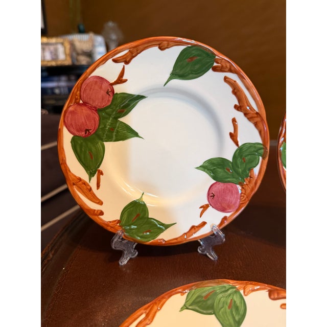 1980s Franciscan Apple Bread Plate England Backstamp Hand Painted 6 1/8" - Set of 7 For Sale - Image 6 of 10