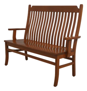 Arts and Crafts Style Solid Oak Slat Back Bench