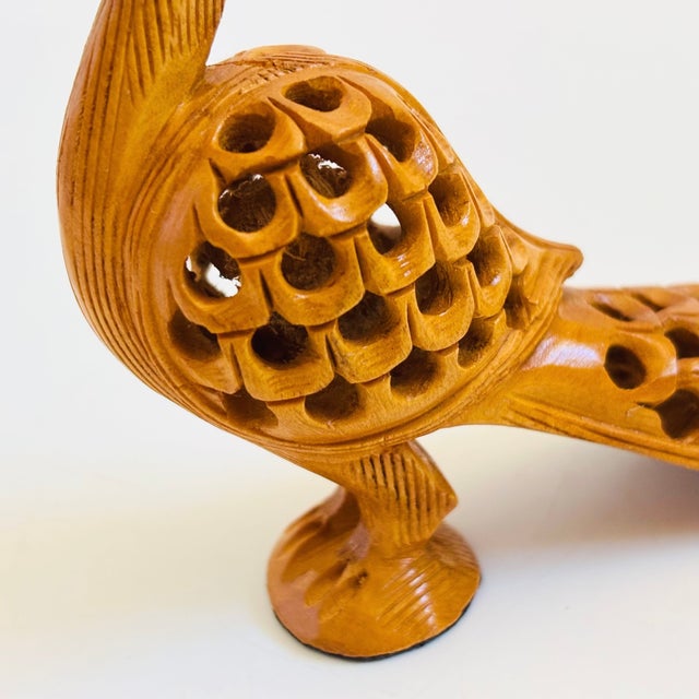Vintage Carved Wood Peacock For Sale - Image 4 of 7