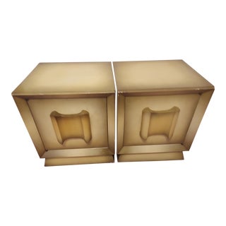 Mid 20th Century Storage Nightstands With Glass Shelf - a Pair For Sale