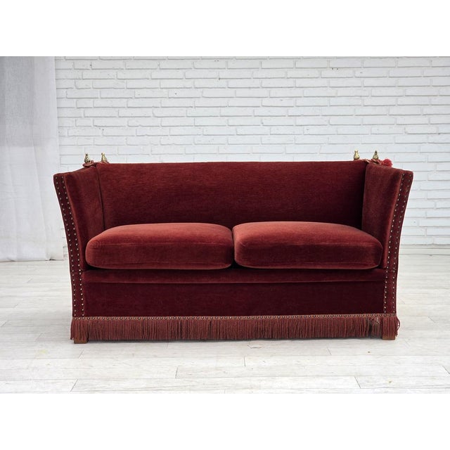 Danish 2-Seater Drop Arm Spanish Sofa in Furniture Velour, 1970s For Sale - Image 18 of 18