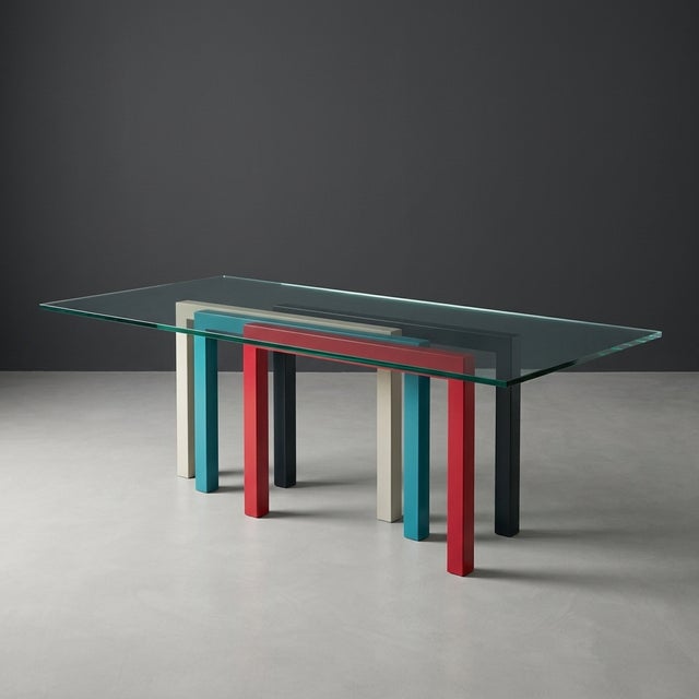 Wood Vintage Glass and Lacquered Wood Dining Table from Saporiti Italia, Italy, 1980s For Sale - Image 7 of 7
