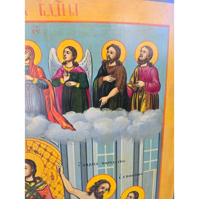 Late 19th Century Large Antique Orthodox Icon of the Protection of the Virgin Mary, 1880 For Sale - Image 5 of 13