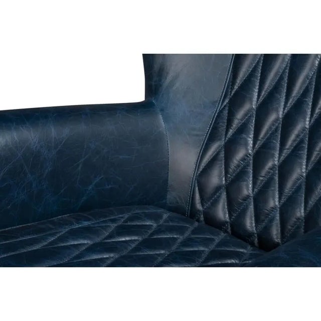 Animal Skin Classic Blue Leather Chair For Sale - Image 7 of 12