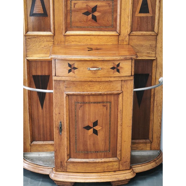 Metal 19th Century Gründerzeit Oak Hall Tree with Mirror, 1890 For Sale - Image 7 of 18
