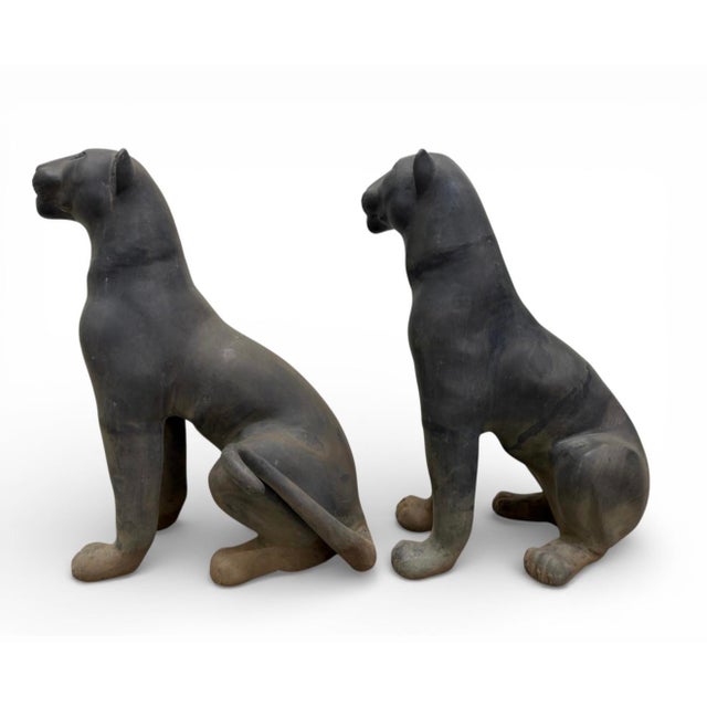 A Vintage Pair of Sculptures of Panthers For Sale - Image 4 of 11