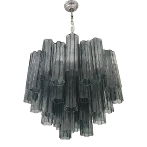 Italian Sputnik Murano Glass "Tronchi" Chandelier in Gray