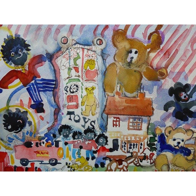 1990s Daphne Beak Alexander, Toy Town, 1993, Watercolor For Sale - Image 5 of 14