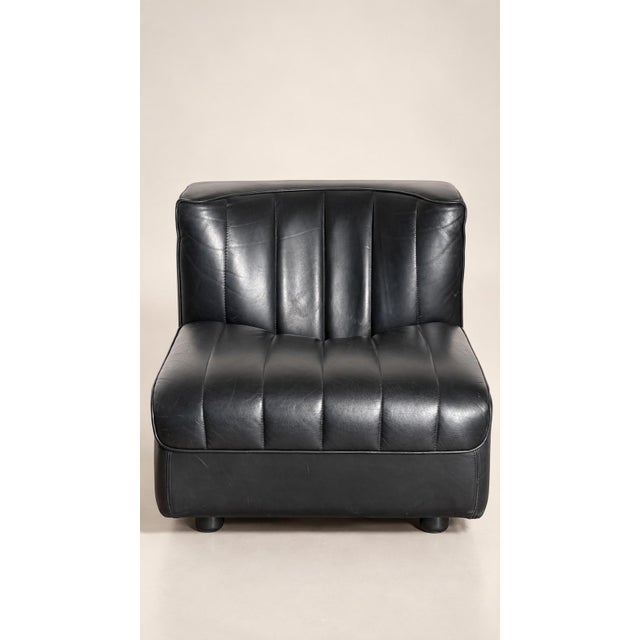 Black Leather 9000 Modular Sofa by Tito Agnoli for Mobilier International, 1975, Set of 2 For Sale - Image 16 of 18