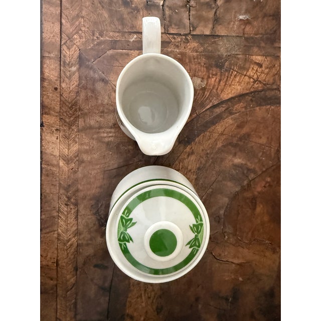 Ceramic Vintage George Briard Yule Tide Creamer and Sugar Bowl Set Mid Century Christmas Serveware For Sale - Image 7 of 9