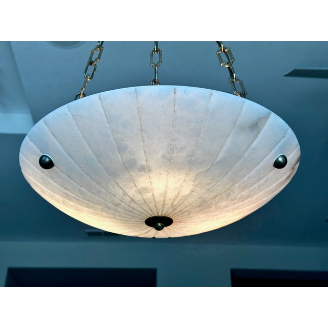 1970s Directoire Style French Alabaster Pendant Chandelier For Sale - Image 17 of 18