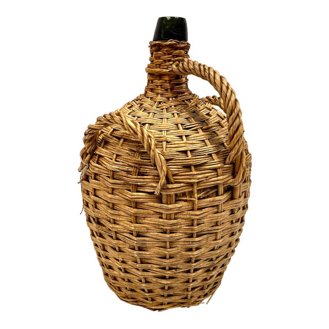 Early 20th Century Wicker Wrapped German Demijohn Bottle For Sale