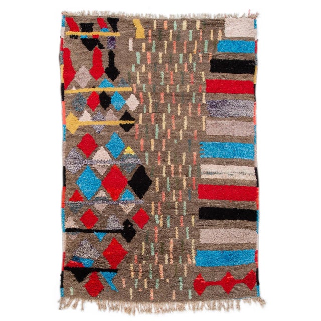 Vintage Multicolor Boujad Moroccan Handmade Wool Rug For Sale - Image 13 of 13