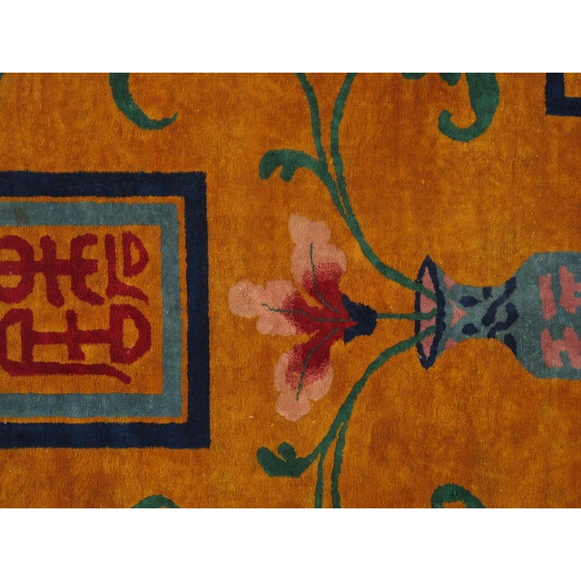 Antique Chinese Nichols Carpet, Gold, Blue, Green, Navy Carpet Handmade Wool Rug For Sale In New York - Image 6 of 8