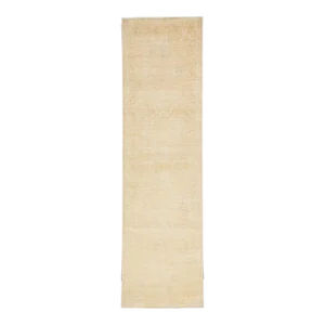 2020s Modern Paki Peshawar Handmade Medallion Beige Wool Runner