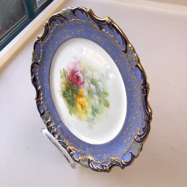 1920's Antique Bone China Hand Painted Floral Design Decorative Plate 9"D , Makers mark " Adderley England" Excellent!