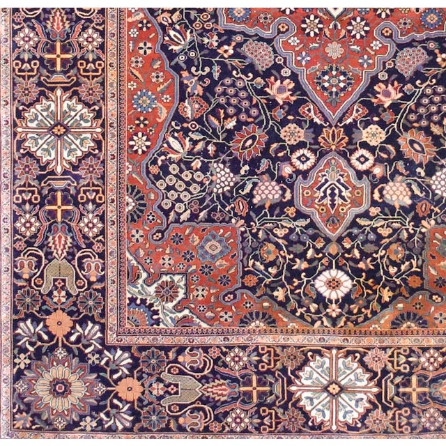 Persian Antique Persian Mohtasham Kashan Rug 4’6" X 6’11" For Sale - Image 3 of 7