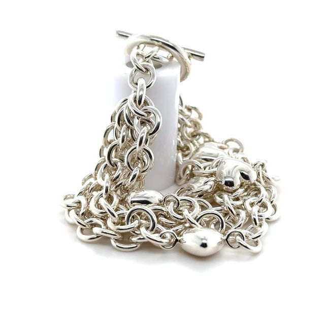 Tiffany and Co. Tiffany & Co. Sterling Silver 5-Strand Puffed Heart Bracelet 95.62g For Sale - Image 4 of 9