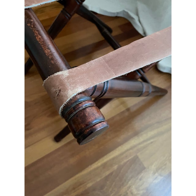 Wood Vintage 1940s Wooden Folding Luggage Rack With Original Leather Straps For Sale - Image 7 of 9