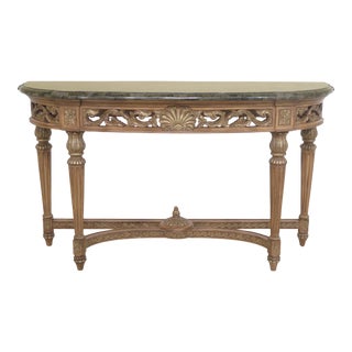 French Louis XVI Style Marble Top Console Table For Sale