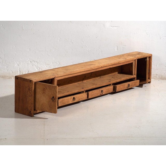 Low Antique Qing Dynasty Pine Gansu Bench or Sideboard For Sale - Image 4 of 12