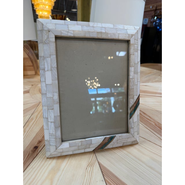 1970s Mosaic Picture Frame With Turquoise Accents For Sale - Image 5 of 6