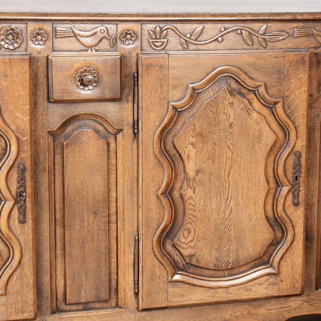 Long French Oak Four Door Sideboard Buffet For Sale - Image 9 of 18