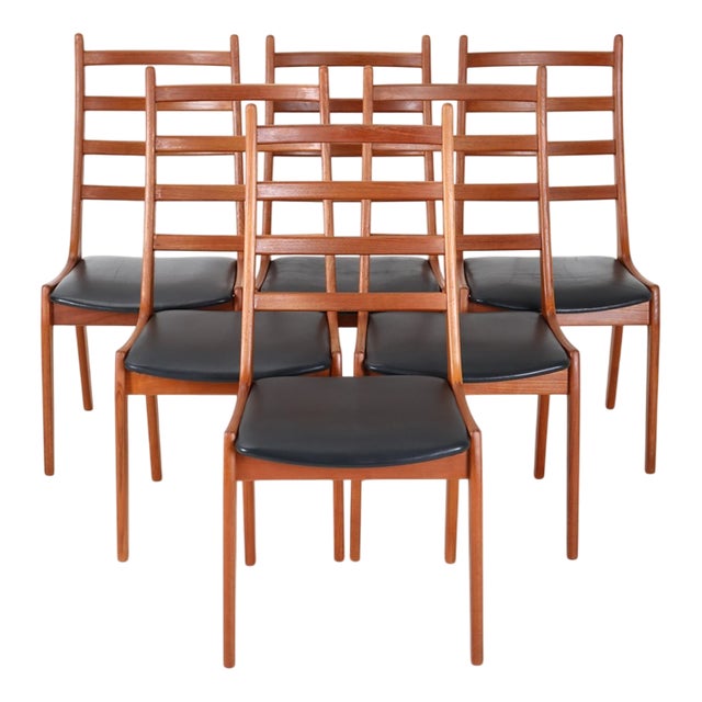 Danish Teak Chairs with Leather by Korup Stolefabrik, 1960s, Set of 6 For Sale