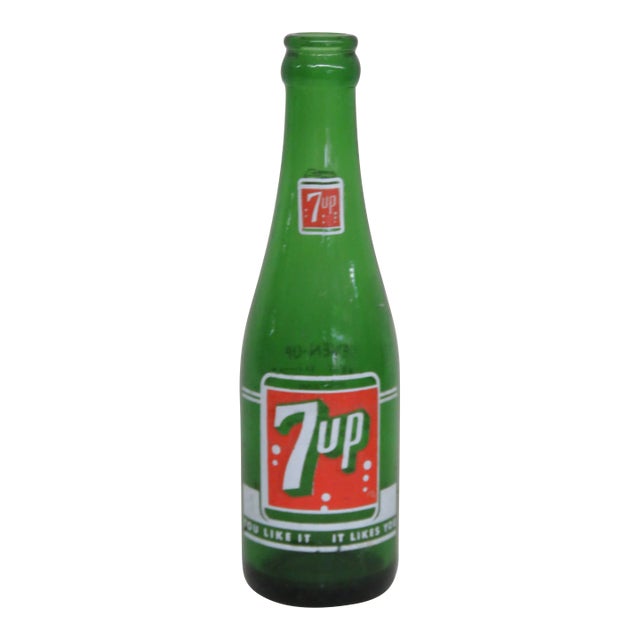 1950s Seven Up 7up 7oz Green Soda Bottle 4337b For Sale