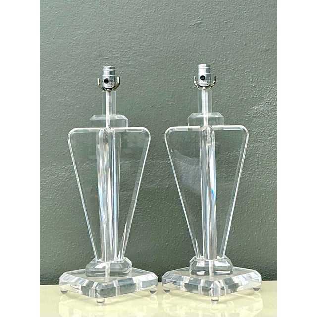 Vintage Lucite Paddle Lamps - A Pair For Sale - Image 4 of 12