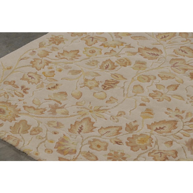 Rug & Kilim Rug & Kilim’s Tudor Style Rug in Cream With Beige-Brown Floral Patterns For Sale - Image 4 of 10