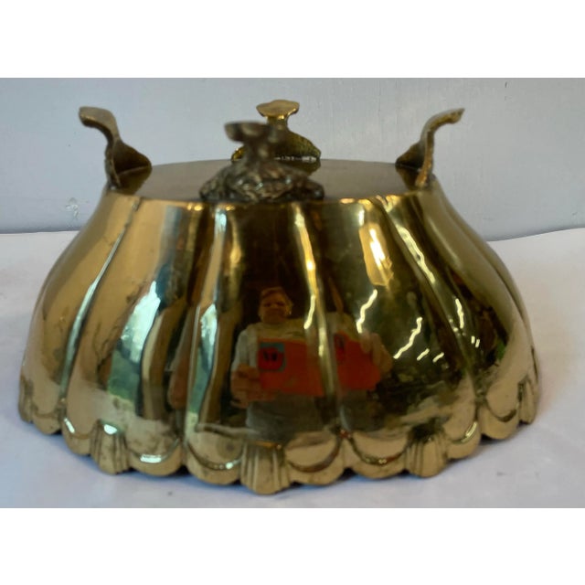 Mid 20th Century Vintage Heavy Brass Footed Planter For Sale - Image 5 of 8