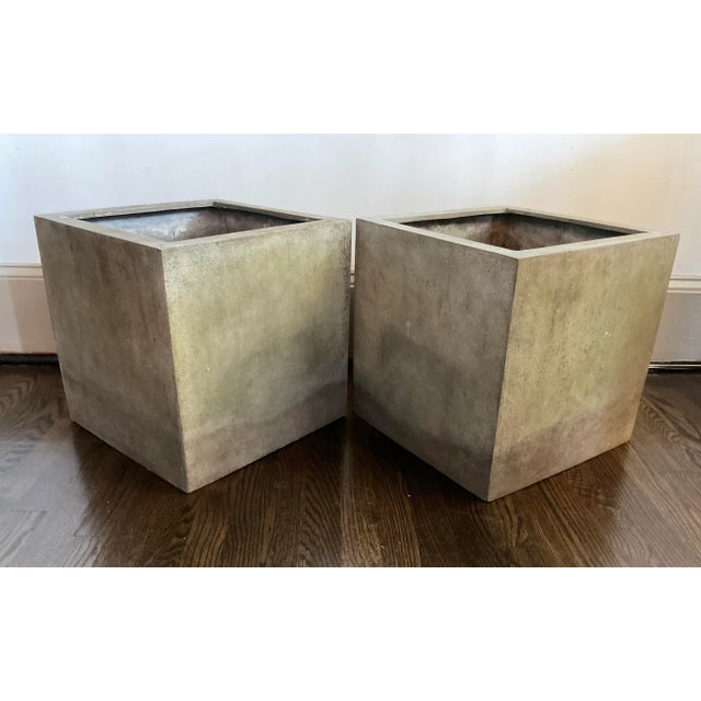 Late 20th Century Large Fiberglass Planters With Patina - Set of 2 For Sale - Image 5 of 10