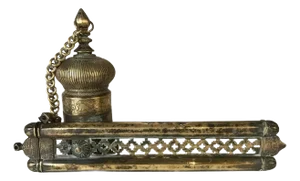 Ottoman Brass Inkwell and Pen Case Qalamdan