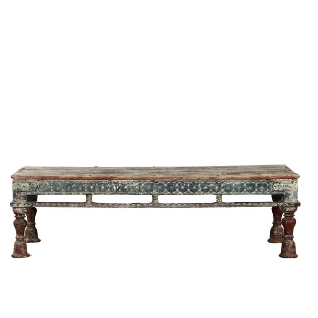 Antique Indian Painted Teakwood Low Table, C. 1880-1900 For Sale In Santa Fe - Image 6 of 7